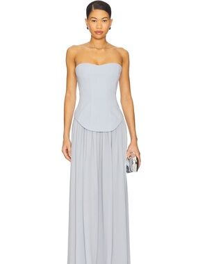Lovers + Friends Strapless Light blue Chiffon Maxi Dress